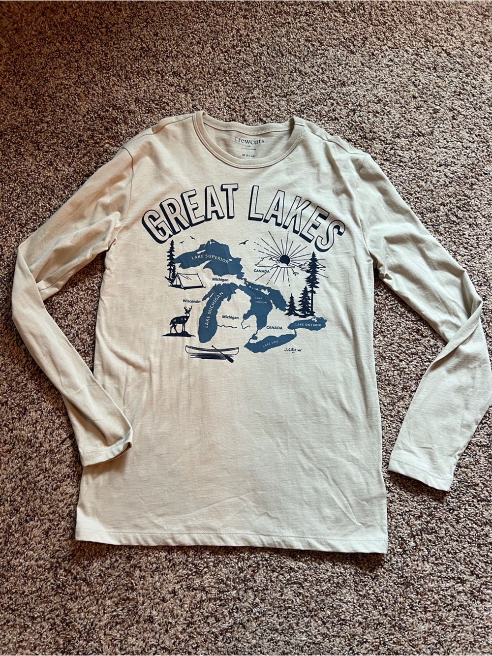 Crewcuts Cream Long-Sleeve Tee with Navy Great Lakes Graphic